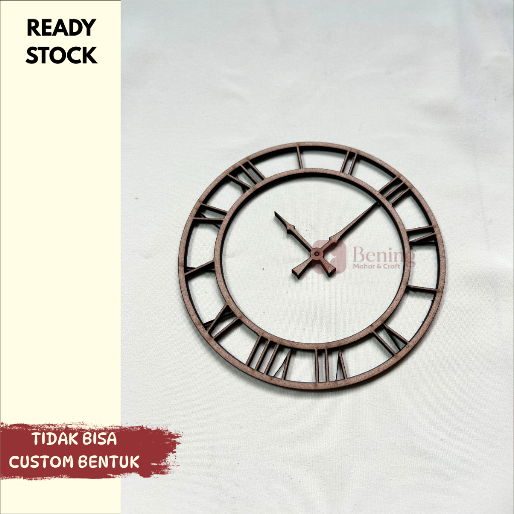UKIRAN KAYU BENTUK JAM Angka/Romawi/Aksara Jawa Bahan MDF Chipboard Jam scrapbook | chipboard bentuk