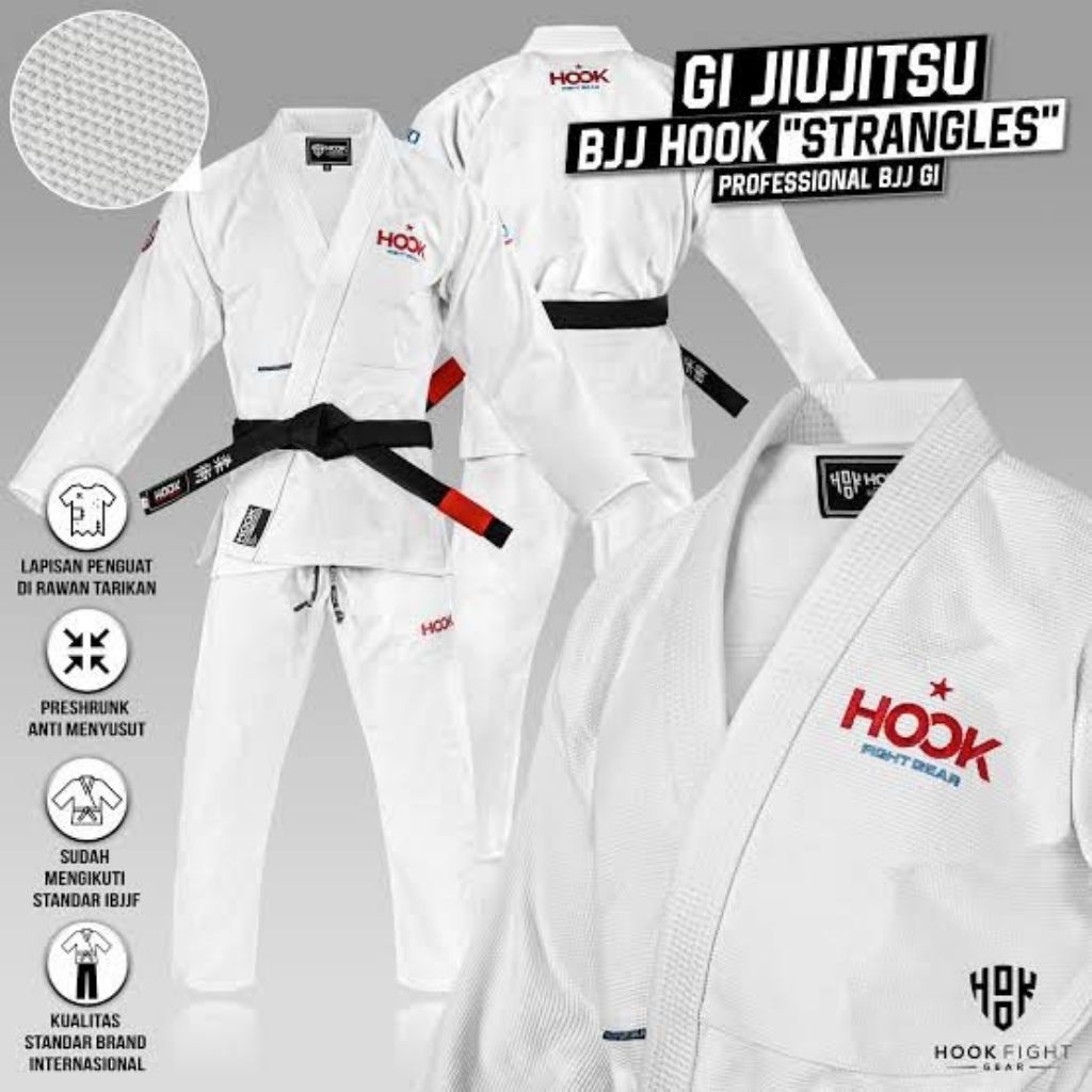 HOOK BJJ Jiu Jitsu Judo GI White A1