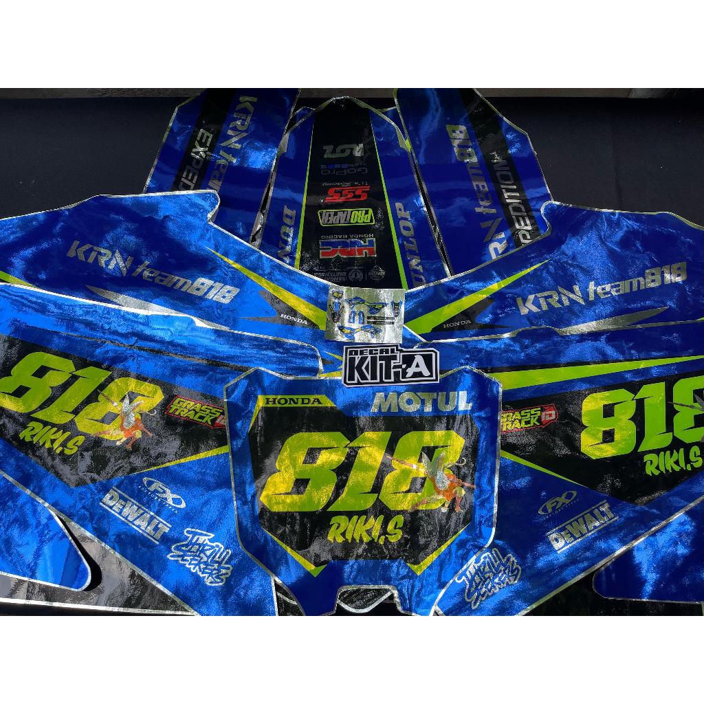 Decal Stiker Motor CRF 450 Design Terbaru Biru Chrome
