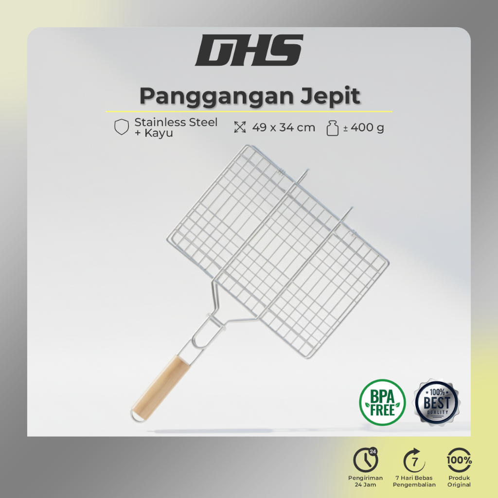 King Balance Panggangan Jepit Anti Lengket untuk Ikan Sosis Ayam Bakar Outdoor Grill Anti Panas  330