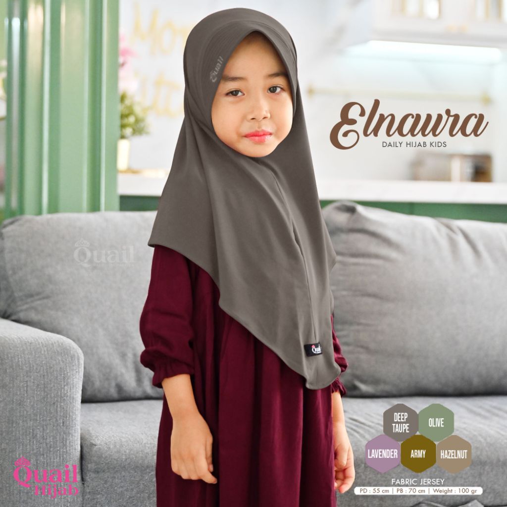 Jilbab Anak Instan Premium Jersey ELNAURA Original Quail Hijab