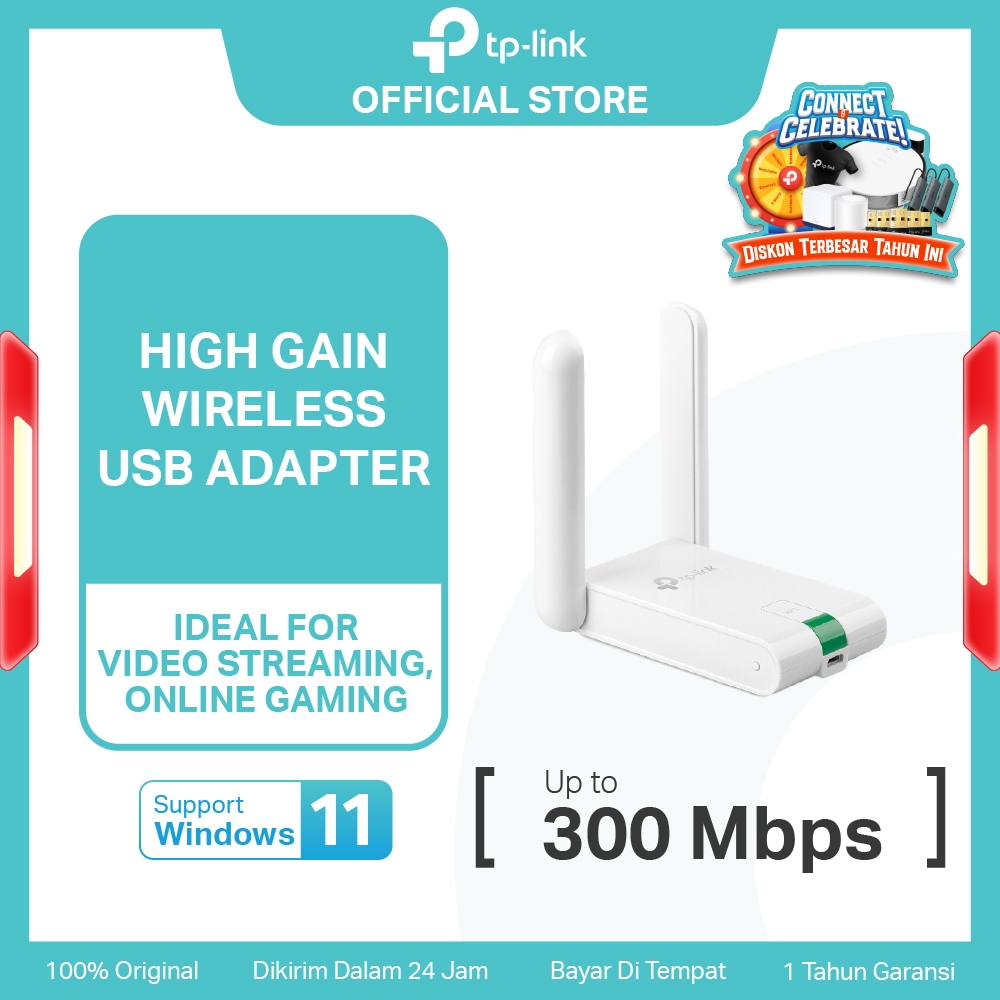 TP-Link TL-WN822N |  300Mbps Wireless USB Adapter | WIFI High Gain | Dongle |  Kabel 1,5m | PC MAC