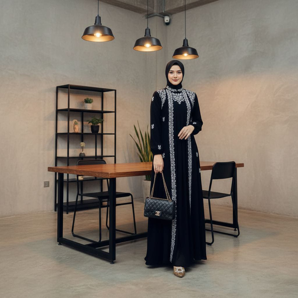 natasya mode - Gamis Aluna set hijab Bordir Mix Payet Gamis Kondangan Gamis Wanita Terbaru