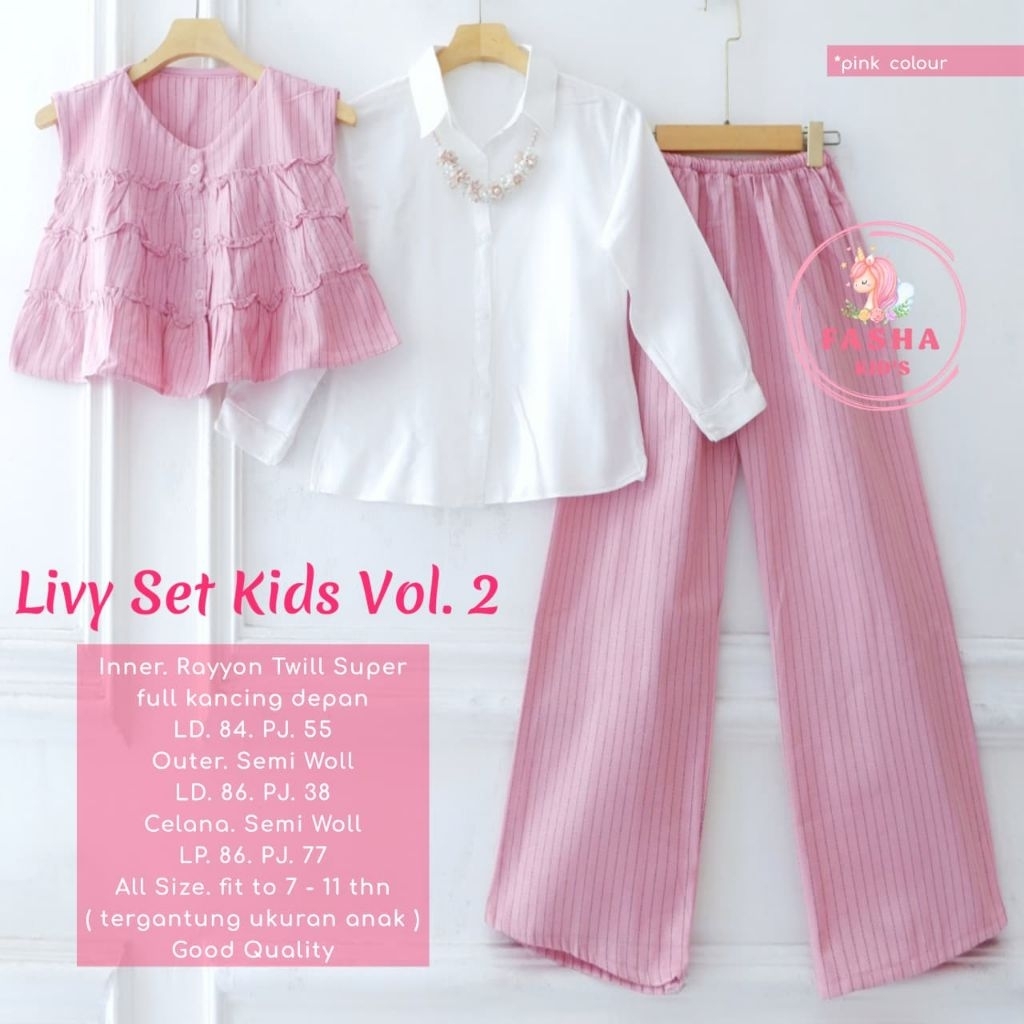 Livy set 3in1 kids setelan celana kemeja outer anak by fasha | Cindy set kids by claudya |setelan ce