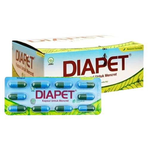 DIAPET 1 BOX ISI @100 TABLET - DAPAT MENGOBATI DIARE DAN MENCRET, MEMADATKAN KEMBALI FASES YANG CAIR