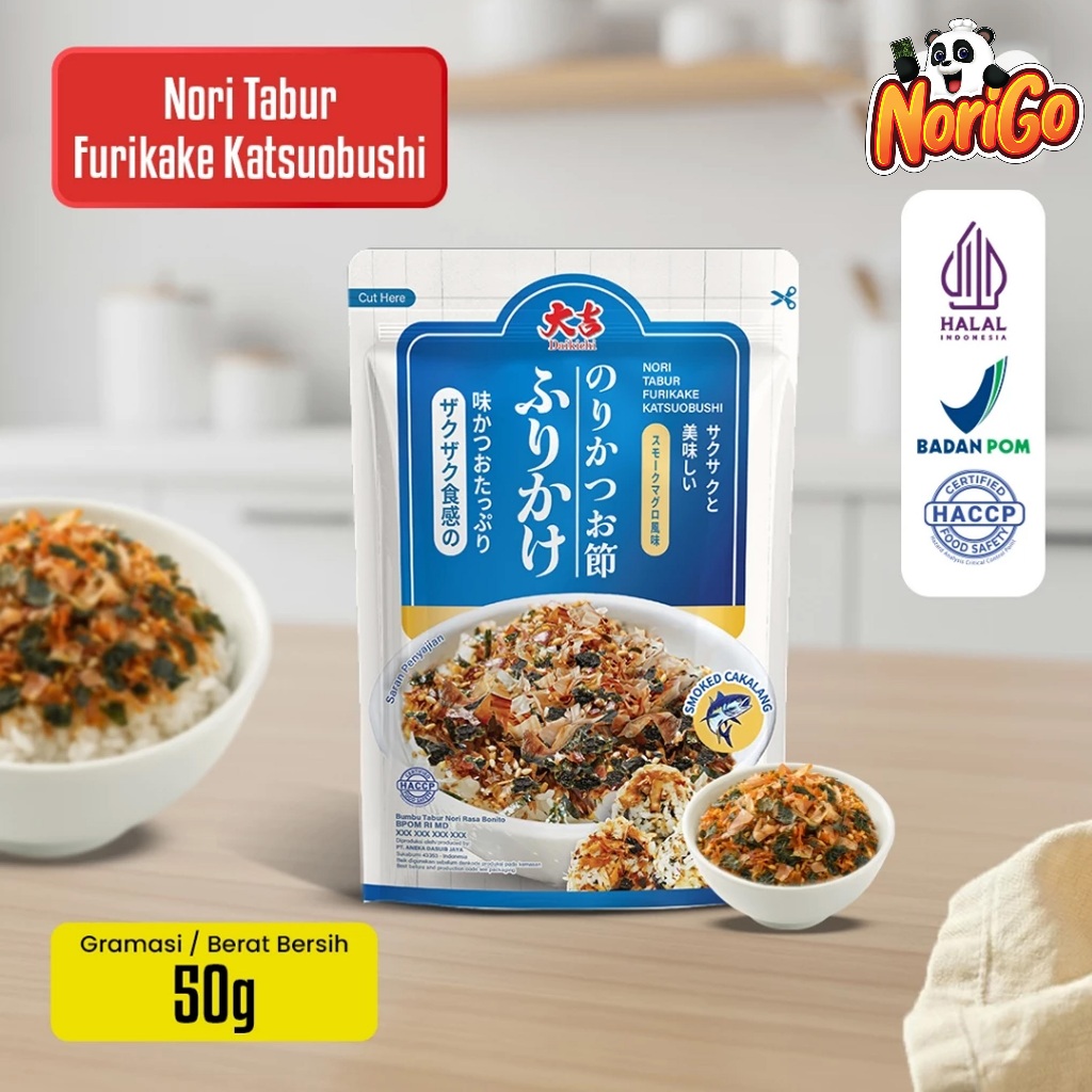 NORI TABUR FURIKAKE KATSUUOBUSHI 50GR / RUMPUT LAUT PANGGANG CAMPURAN IKAN TERI DAN KATSUOBUSHI IRIS