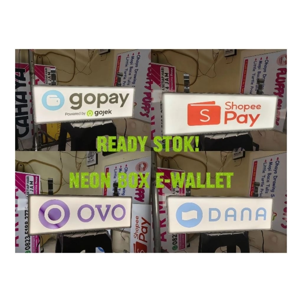(READY STOK) Neon box  Akrilik E-wallet Shopee pay, Gopay, Dana, OVO