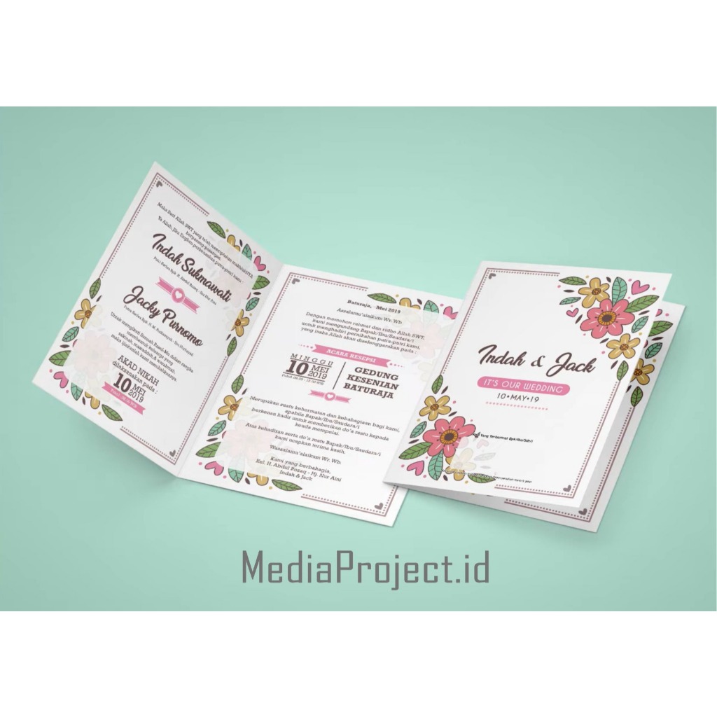 MINIMAL ORDER 50PCS  Undangan Pernikahan Murah Lipat 2 Bufalo / MINIMAL ORDER 50PCS undangan cantik 