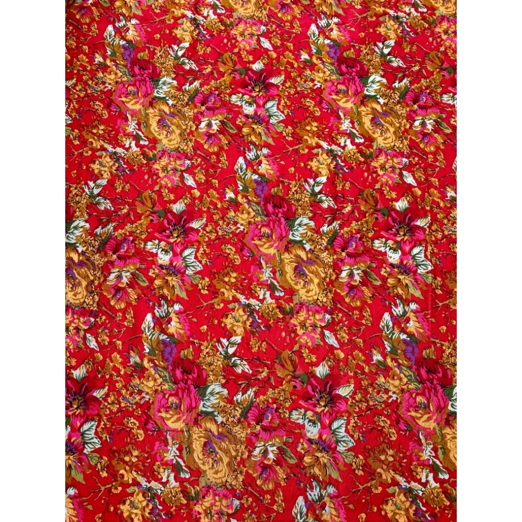 Kain Cotton Linen Print Motif Bunga