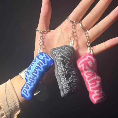 Plushie Keychain Nama Custom Gantungan Kunci Boneka Gantungan Kunci Foto Wajah dan Tulisan Nama Cust