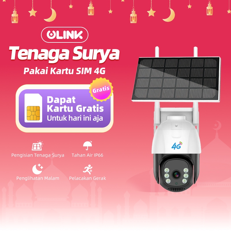 ULINK Kamera CCTV Solar Tenaga Surya T10 4G Kamera Outdoor Wireless 5MP PTZ, Tahan Air Pakai SIM Car