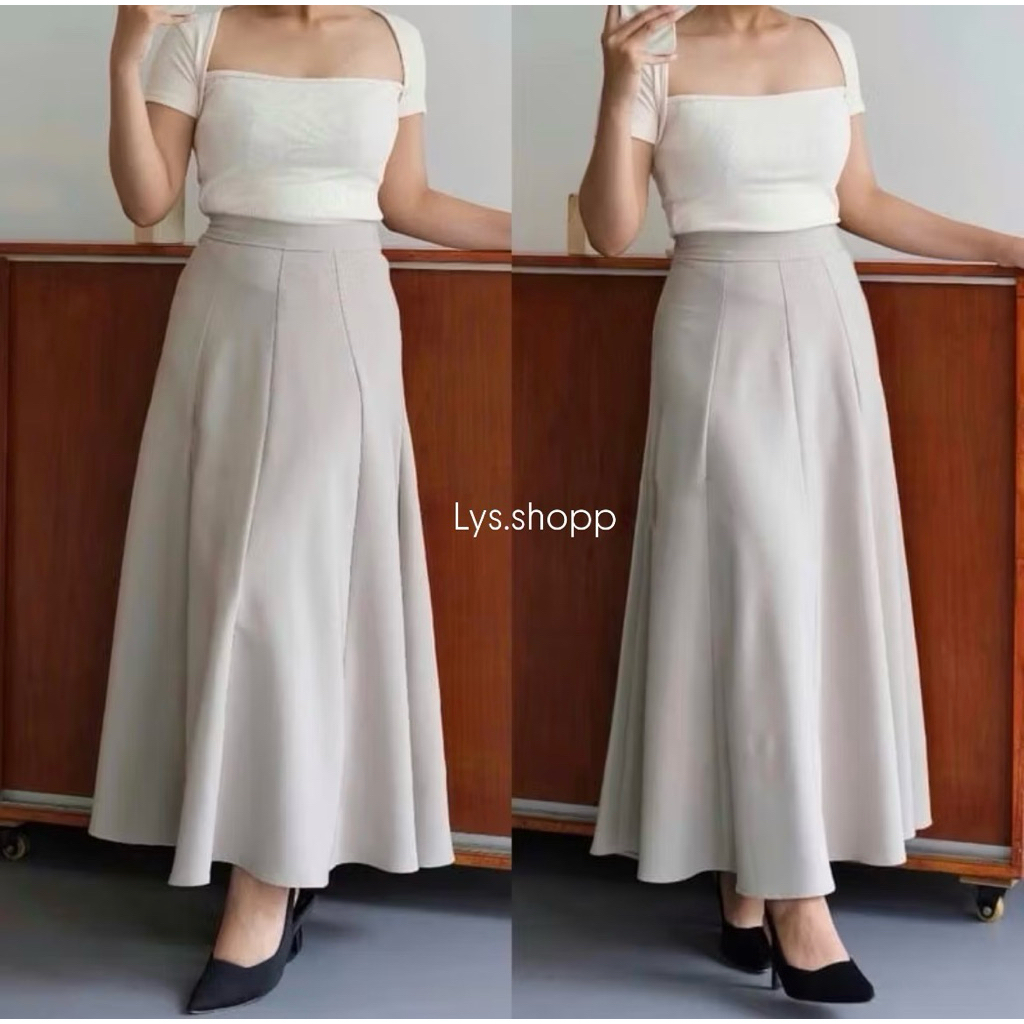 Lys | Audy Skirt - Rok Audy Skirt Scuba Premium - Rok Korean Loose Maxi Skirt -Rok Wanita Audy Halus