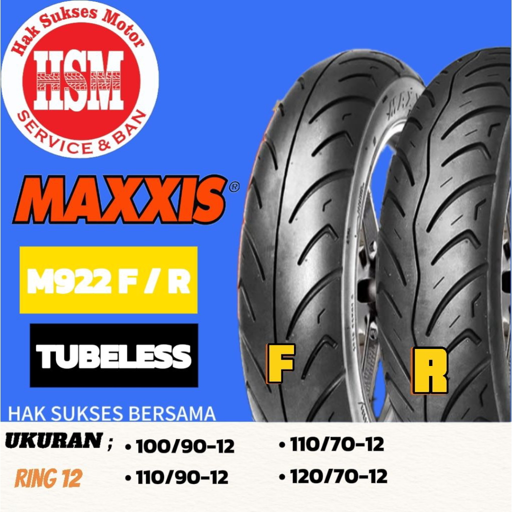 BAN DONAT MAXXIS M992 F/R TUBLES MATIC RING 12 SCOOPY VESPA ( 100/90, 110/90, 110/70, 120/70 ) ORI R