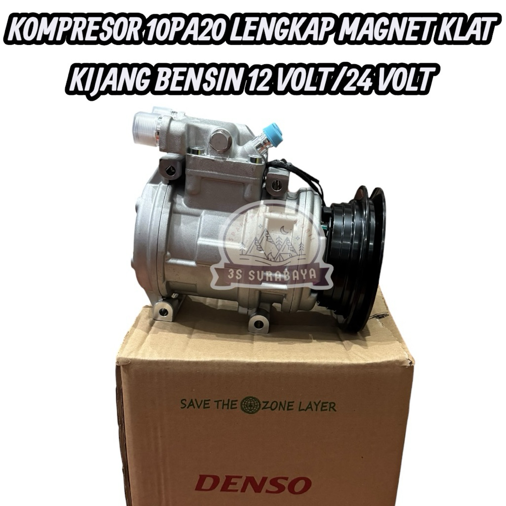 Kompresor 10pa20 Lengkap Magnet klat Kijang bensin A20 Ac Elf  Valve Elf 12/24 Volt Compressor 10pa2