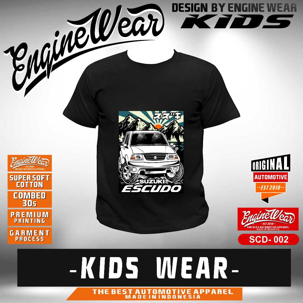 kaos escudo anak suzuki escudo gen 2 Vitara offroad baju tshirt mobil jeep otomotif - Enginewear