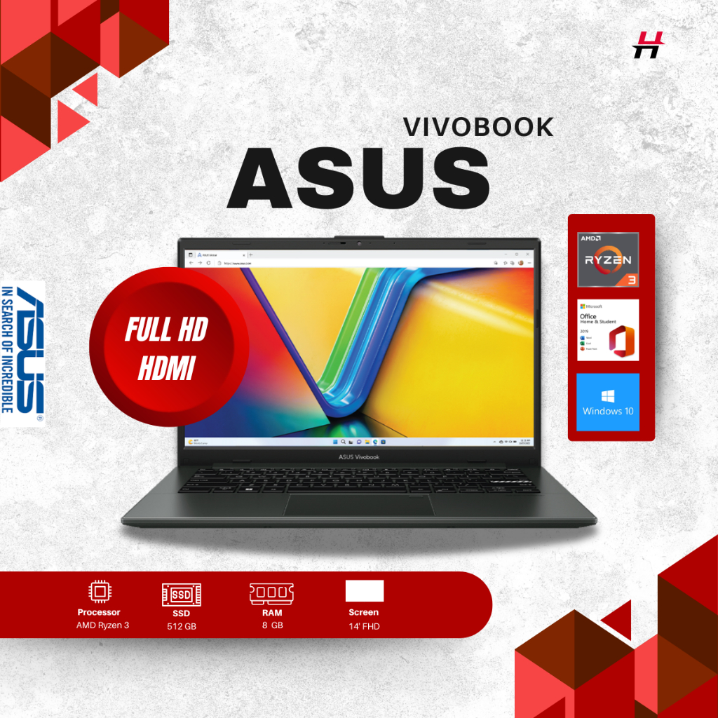ASUS Vivobook AMD Ryzen 3 | RAM 8GB | SSD 512GB | DISPLAY 14 INCHI