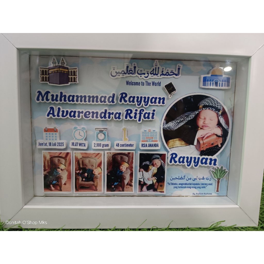 Frame 3D Biodata Bayi Custom Pop Up | Pigura 3D Layer 3–4 | Kado GIFT Kelahiran & Aqiqah | Free Desa