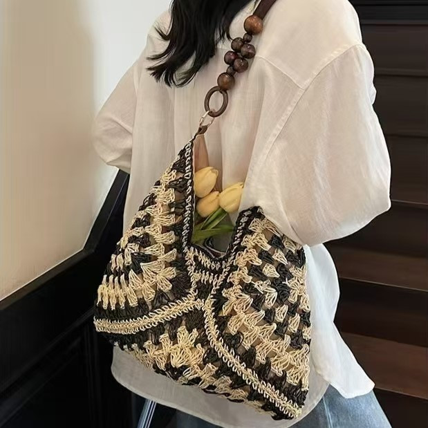 TAS PANTAI 8328 TAS RAJUTAN SELEMPANG SHOULDERBAG RUANG BESAR