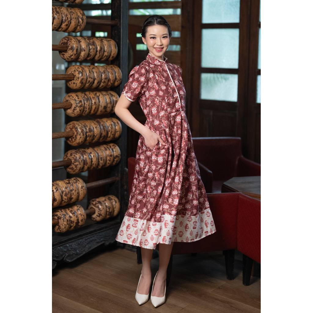 Dress Wanita Kerah Shanghai Motif