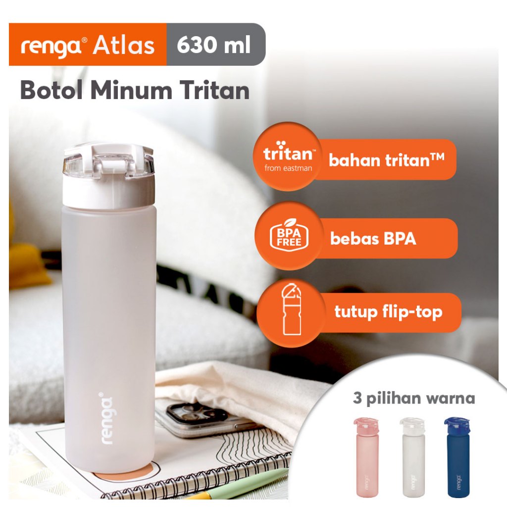 Renga Atlas Tritan Sports Bottle - Botol Minum Tumbler Olahraga Sporty Anti Tumpah BPA Free
