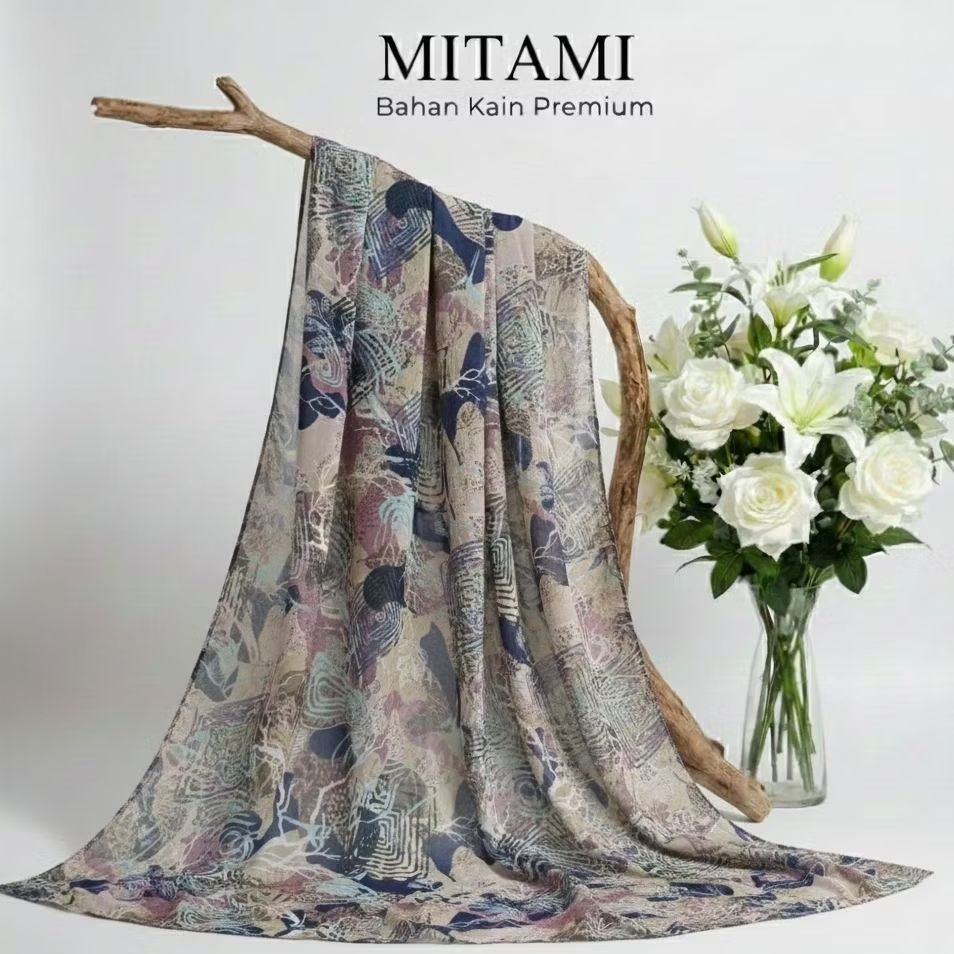 Kain Satin Maxmara Premium Original Meteran Motif Abstrak Modern (Harga Kain Per½ Meter)APT