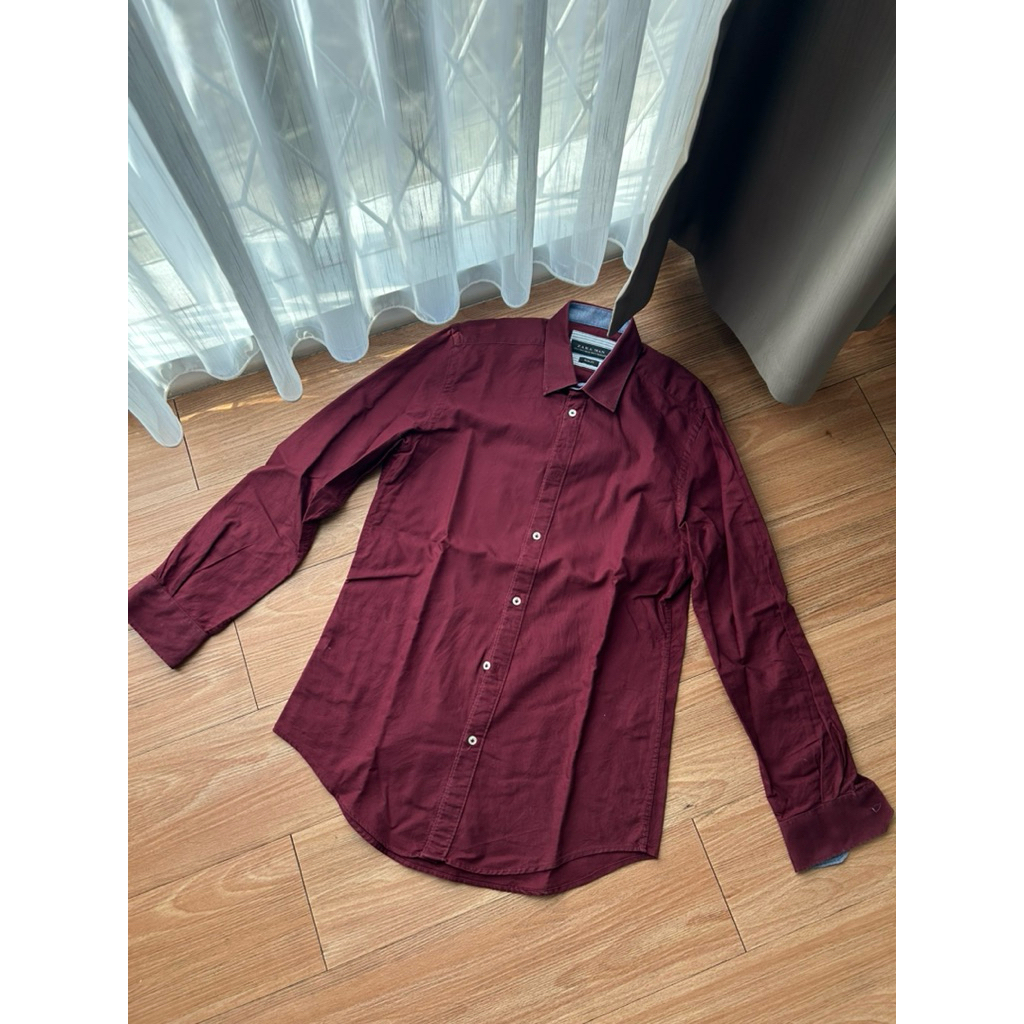 Zara Man Kemeja Lengan Panjang Slim Fit RED