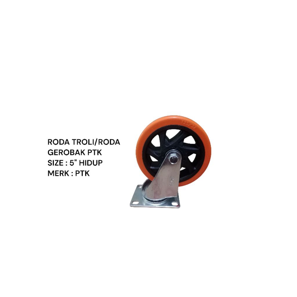PTK Roda PVC ORANGE Troly Troli 5inch hidup orange caster MERK PTK