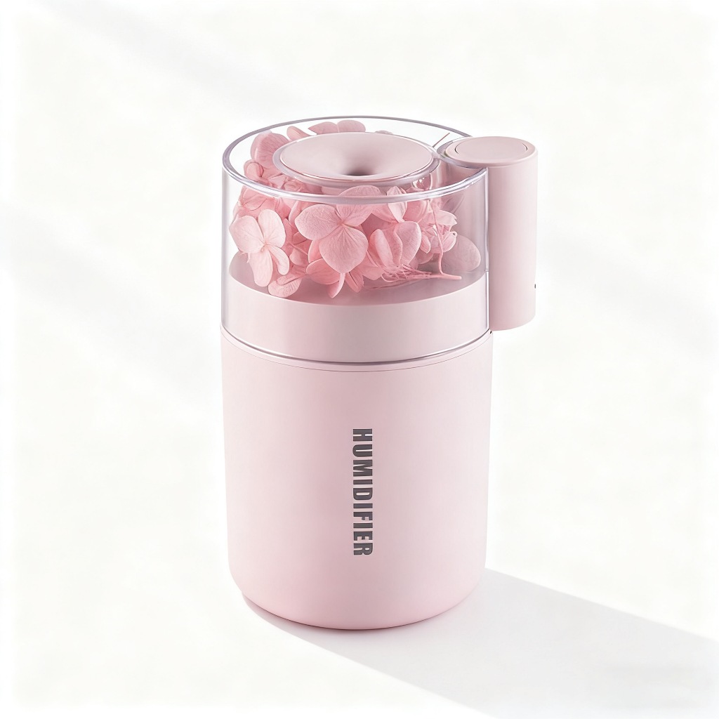 Humidifier Bunga Abadi Mini - Operasi Diam dengan Asap Besar, Ideal untuk Meja Kerja & Tempat Tidur