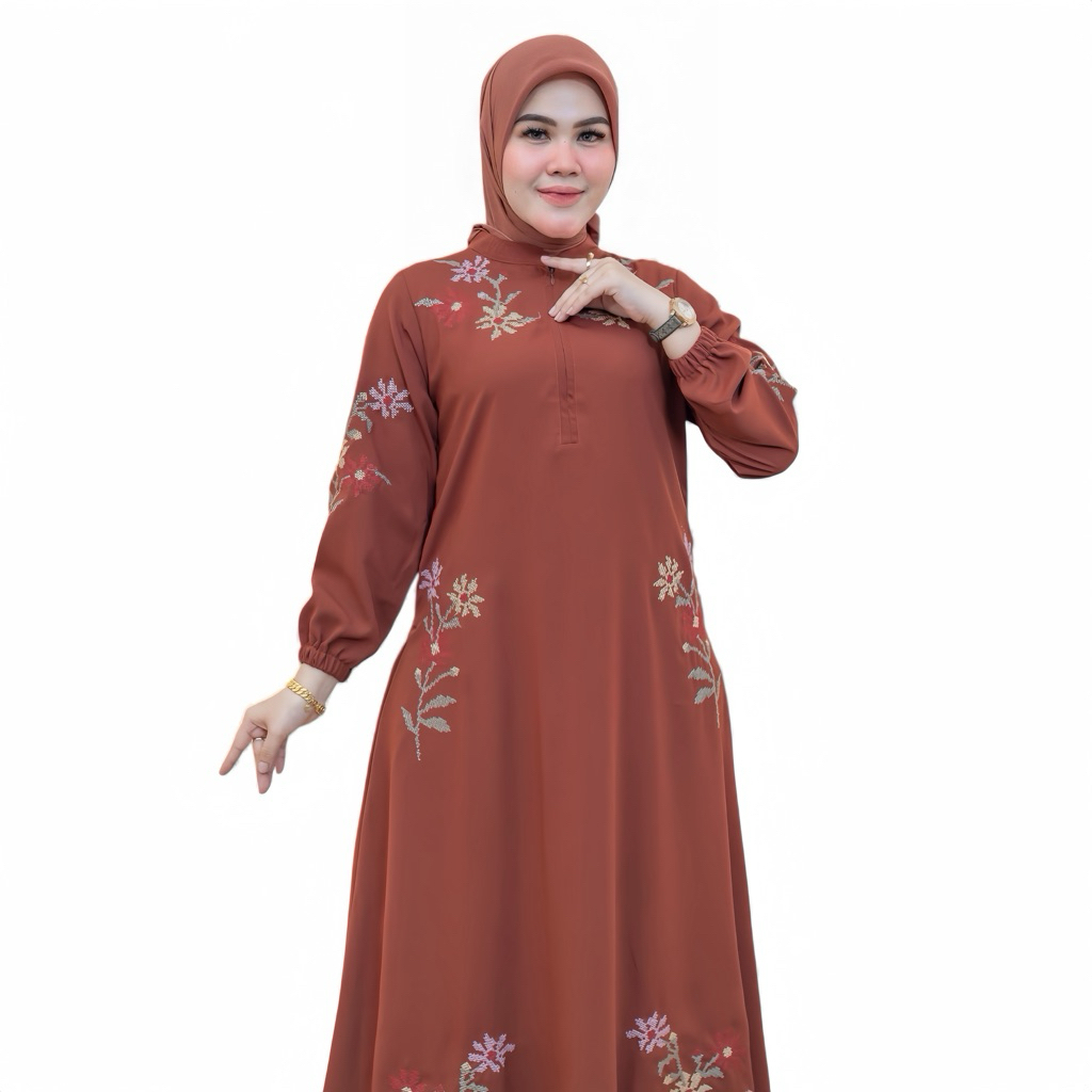 Dkhayru - Gamis Arraya Motif Bordir Abaya Arraya Gamis Bordir Busui Gamis Wanita