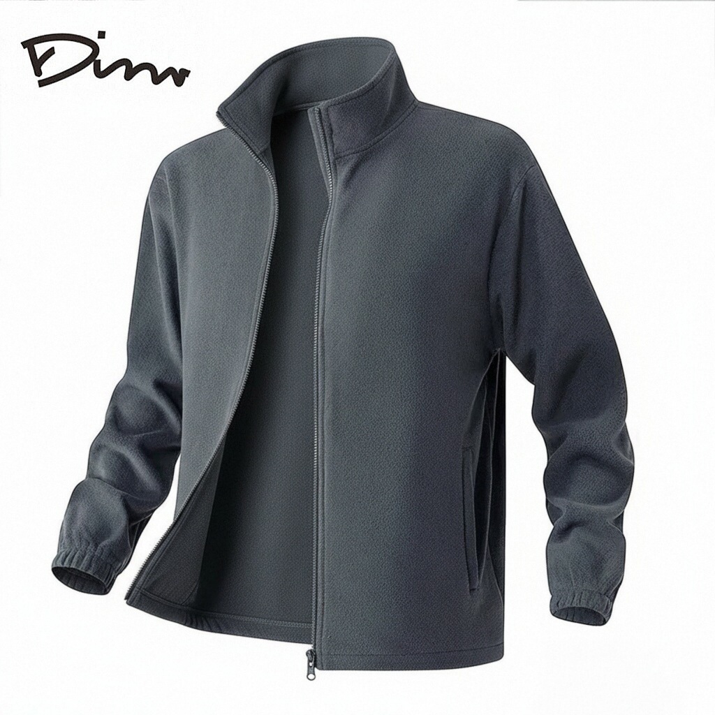 Dinn New Jaket Pria Leher Berdiri Lengan Panjang Casual Korean Style Tebal bulu domba Zipper Jaket O