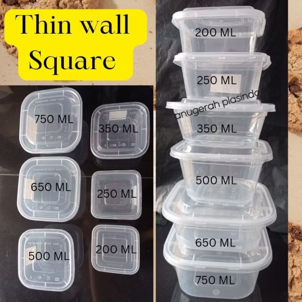 kotak makan plastik thinwall DM square 500ml