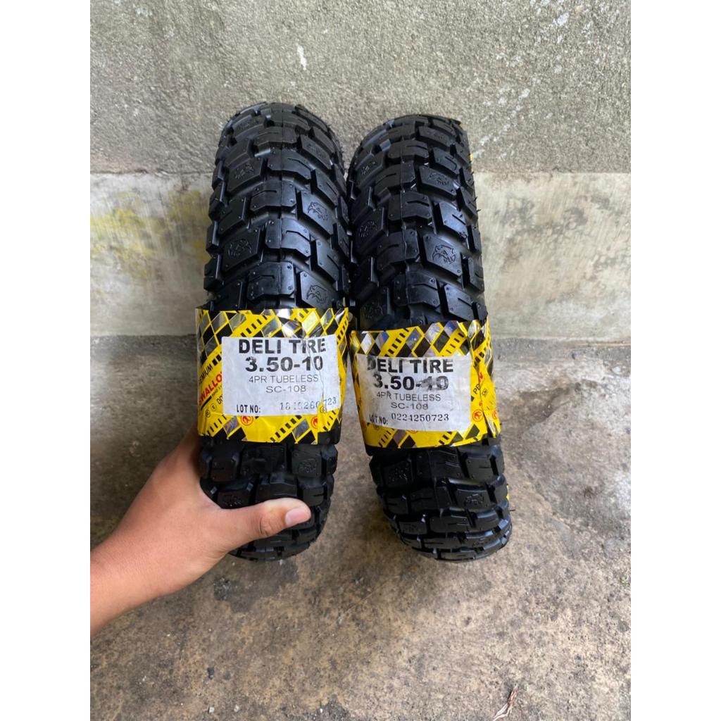 Ban Swallow Ring 10 Ban Luar vespa Minimoto Ukur 3.50 - 10 Tubeless Bonus Ban Dalam