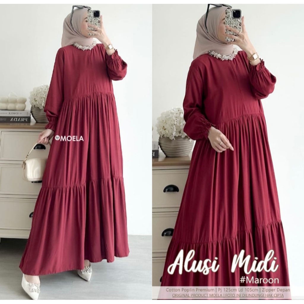 GAMIS MIDI DEWASA FAB KATUN POPLIN // ALUSI MIDI ORI MOELA