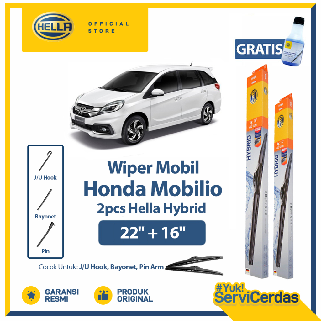 Wiper Mobil HONDA Mobilio 22" + 16" (2pcs) - HELLA Hybrid