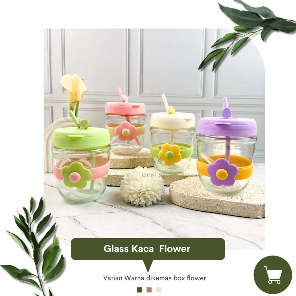Souvenir Botol Tumblr Glass Kaca Flower