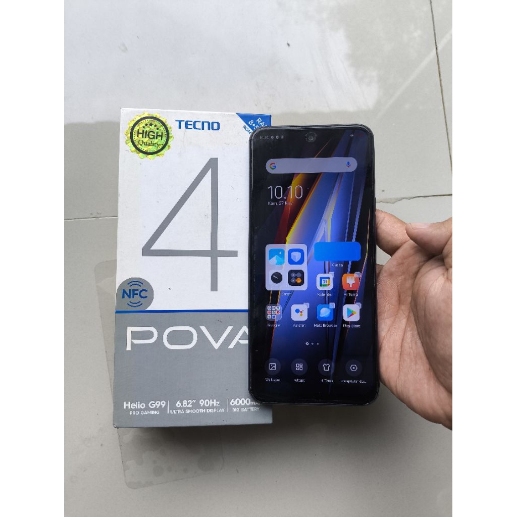 HP Tecno Pova 4 NFC 8GB 128GB Helio G99 6.82 90Hz Second Seken Bekas