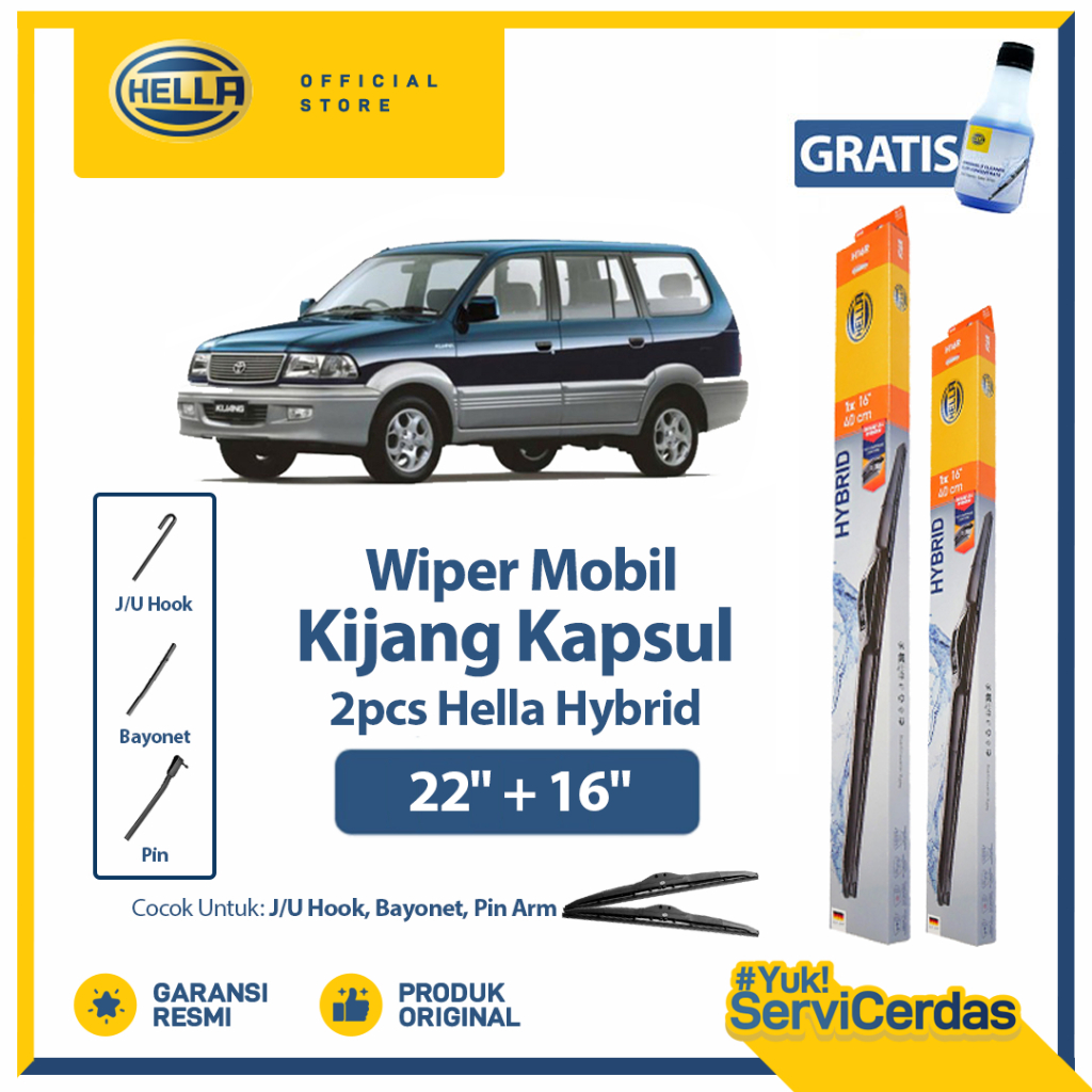 Wiper Mobil TOYOTA Kijang Kapsul 22”+16” - HELLA Hybrid