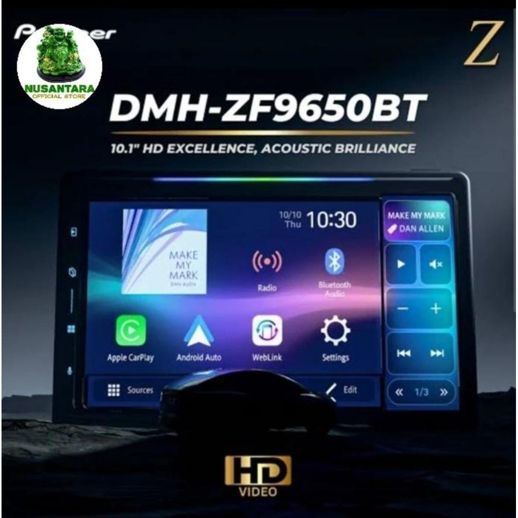 Head unit Pioneer DMH-ZF9650BT 10 inci wireless Apple carplay Android auto unit double single Din fl