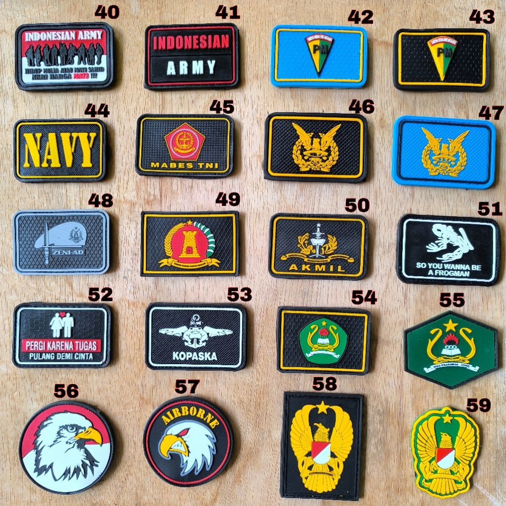 patch rubber logo army - infanteri - unifil - zeni ad -akmil - tempelan emblem karet aksesoris