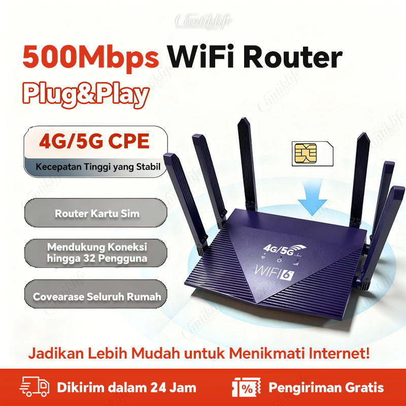 [Menembus dinding] 4G/5G LTE Modem 500Mbps Unlock All Operators Dengan slot kartu SIM Speed WIFI 6 R