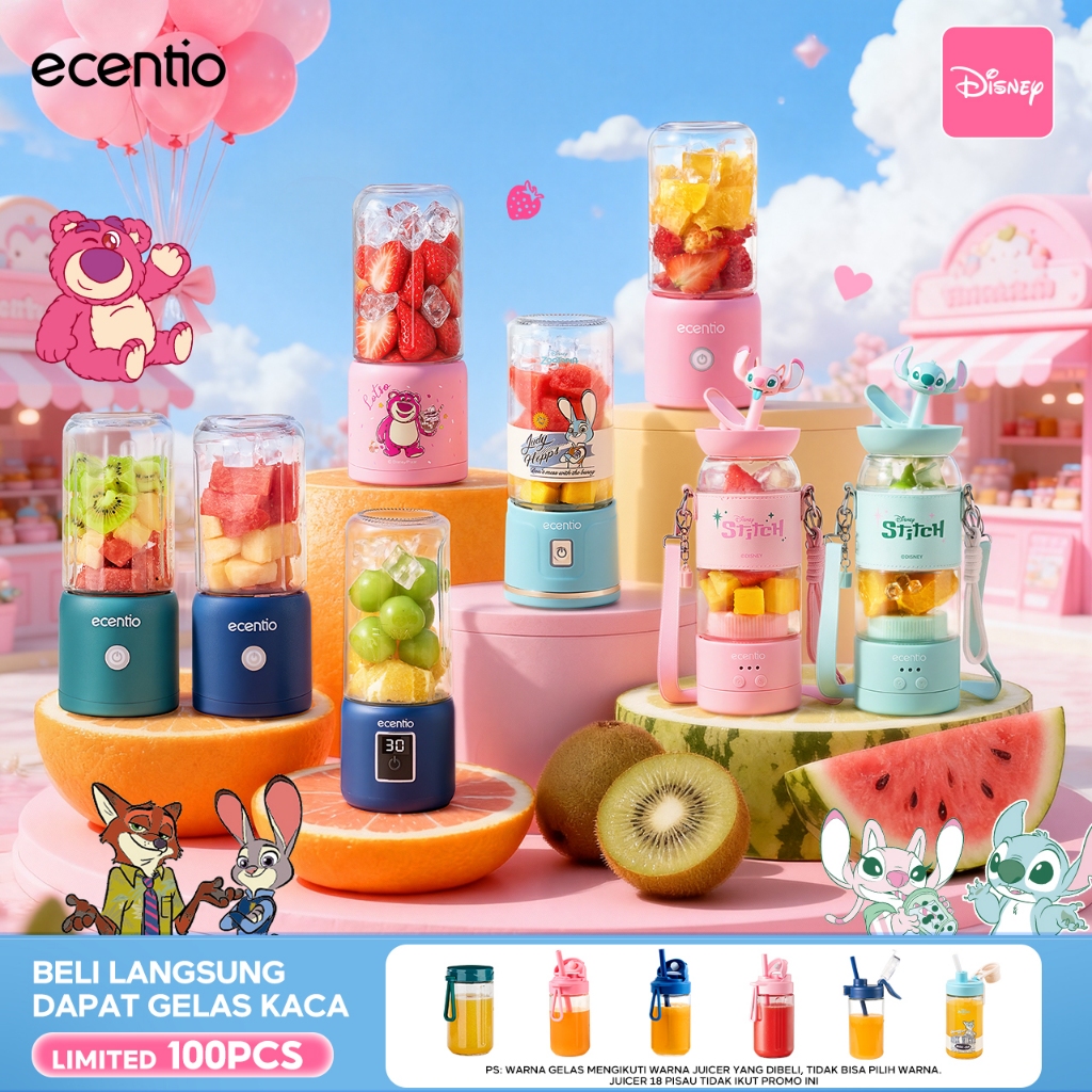 [Live Exclusive] ecentio juicer blender 8/10/12/18 mata pisau kapsul Kaca Gelas juicer buah tanpa am