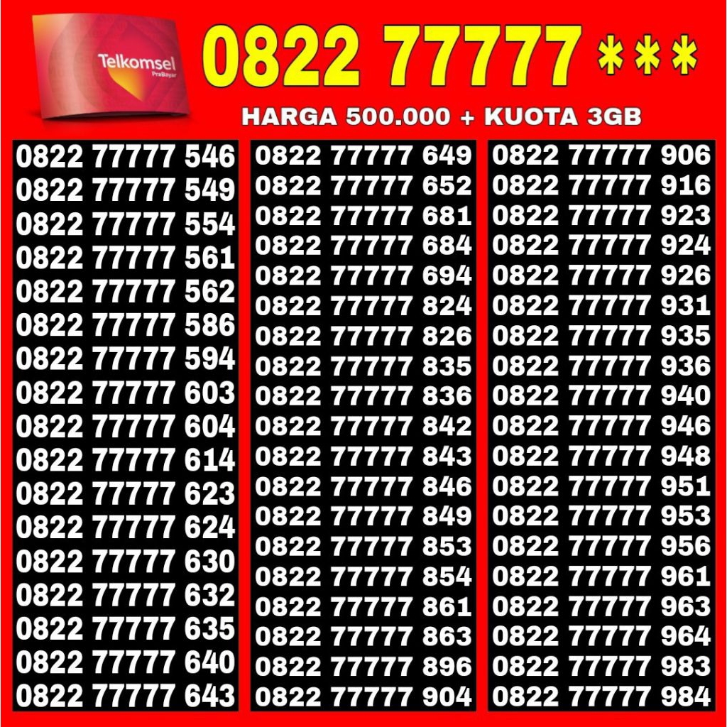 Nomor Cantik Kartu perdana Simpati 4G Telkomsel 0812/0813/0821