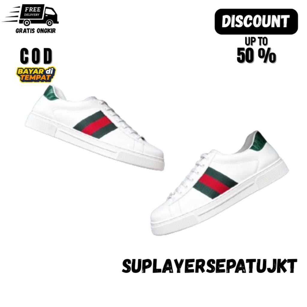 Sneakers Gucci Acce Cewe Wanita Import