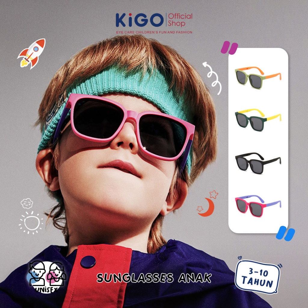KIGO Kacamata Hitam Lipat Anak Sunglasses Fashion Kids Unisex Bahan TR90 Kekinian 8-104