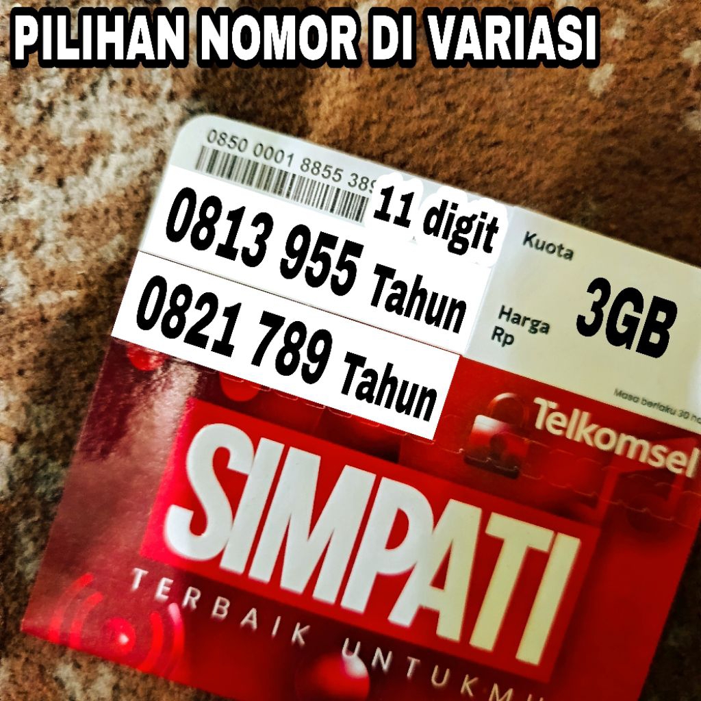 nomor cantik 11 digit perdana Telkomsel simpati seri tahun murah rapih