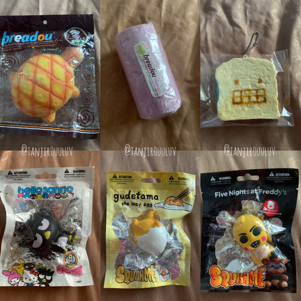 (baca deskripsi) jual squishy preloved squishy breadou, breadou squishy, squishme gudetama, squishme