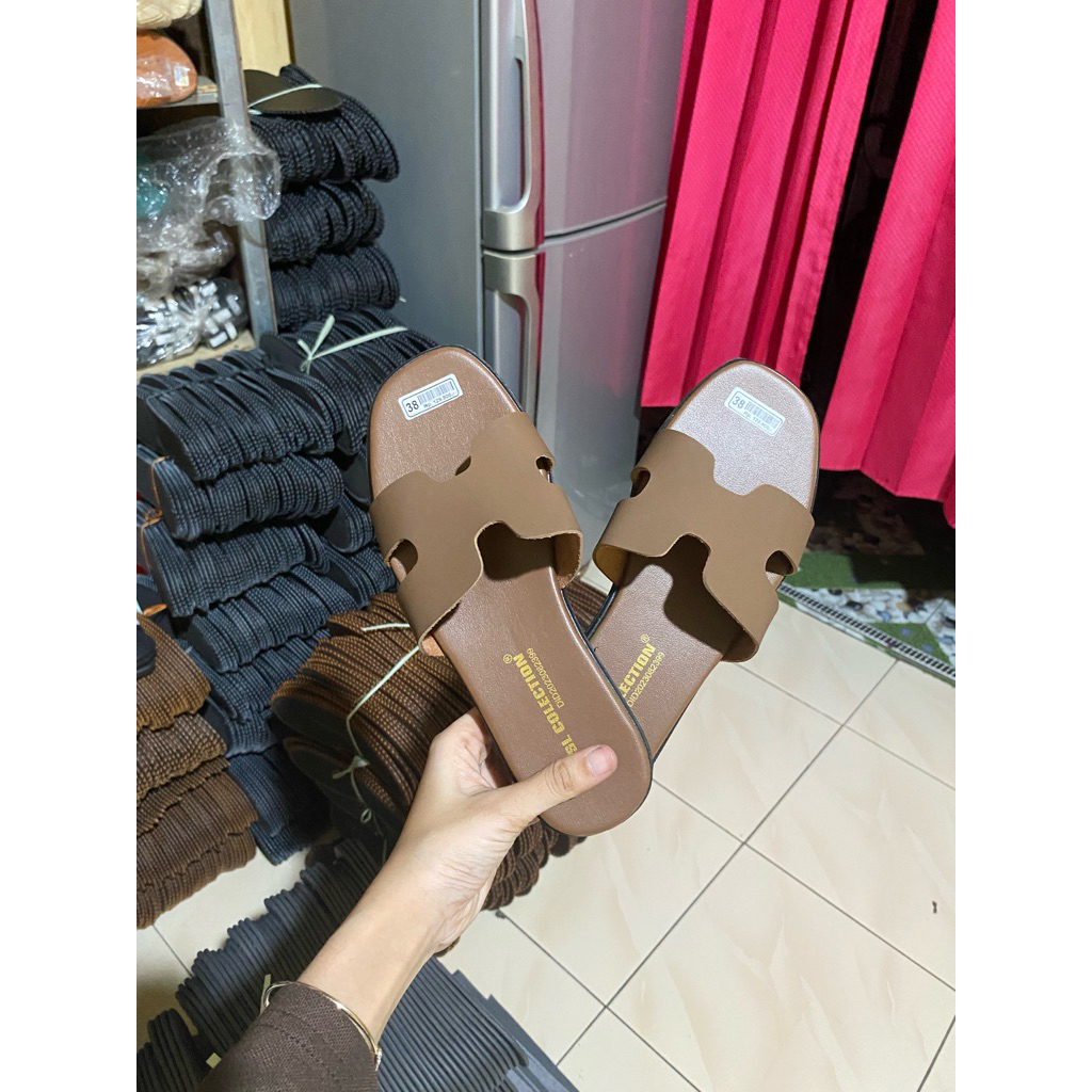 Sendal Fladeo H Sendal Sliper wanita Sendal Slop Flat Karet sandal FLD Size 37-40 Sandal Slop Kekini