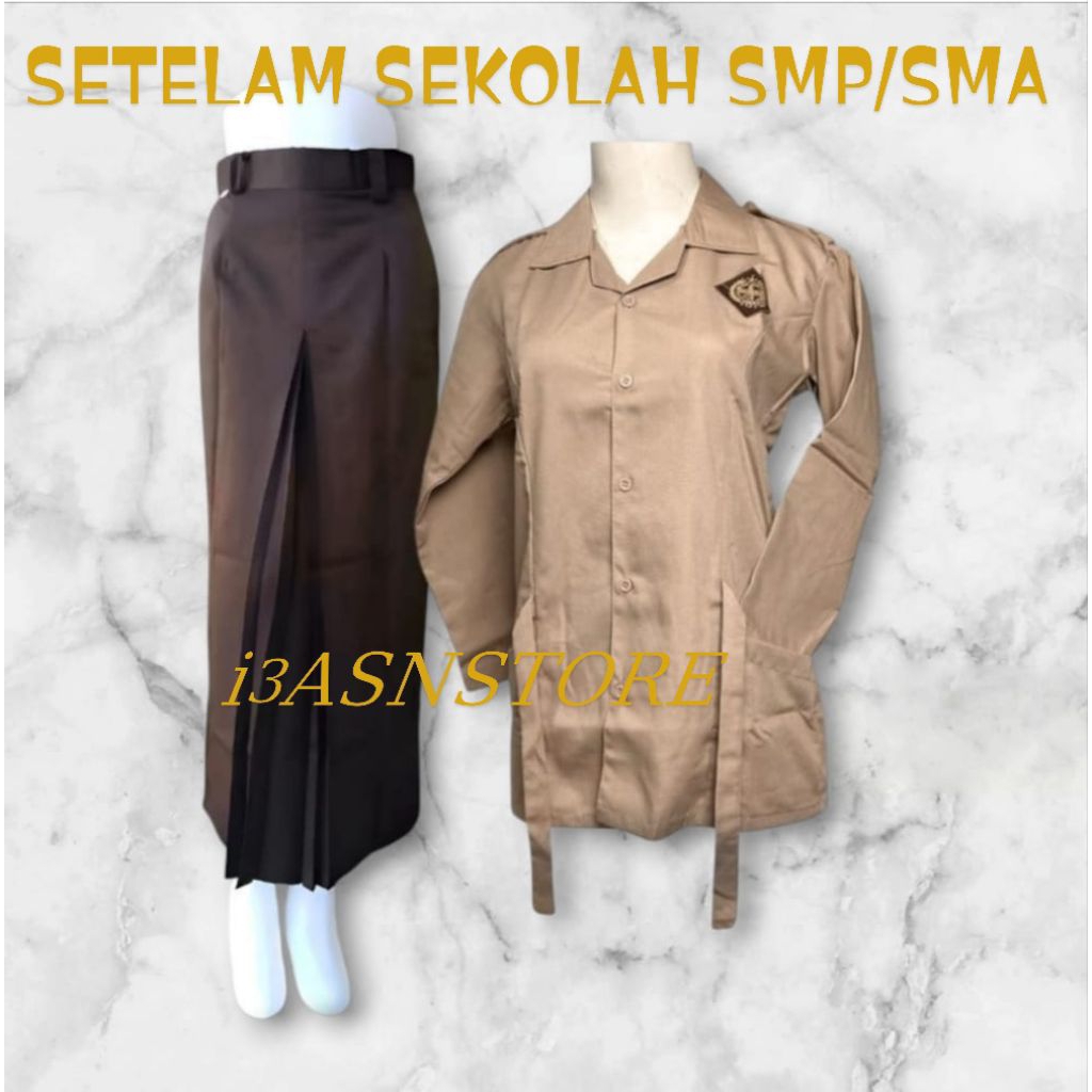 setelan  seragam sekolah SMP/SMA Rok SPAN Pramuka & baju pramuka panjang perempuan