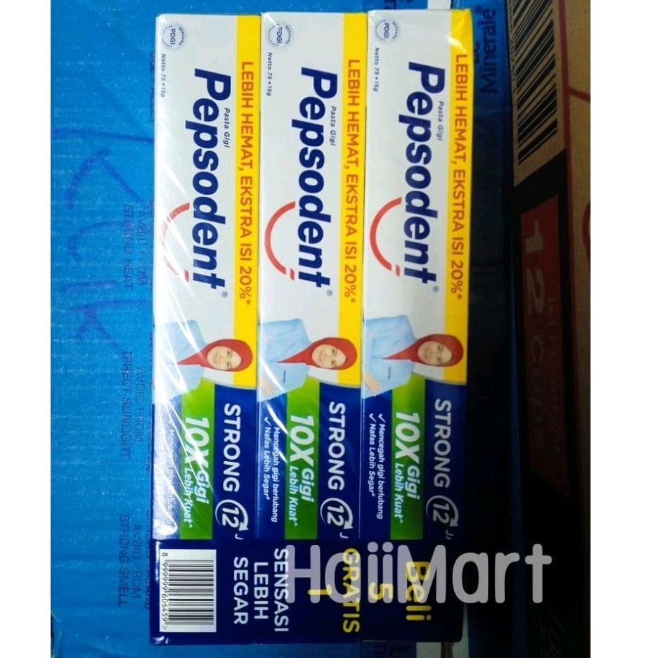 Pepsodent Strong Sedang 75gr+15gr ll Pasta Gigi Pepsodent Strong Beli 5 Gratis 1 Original