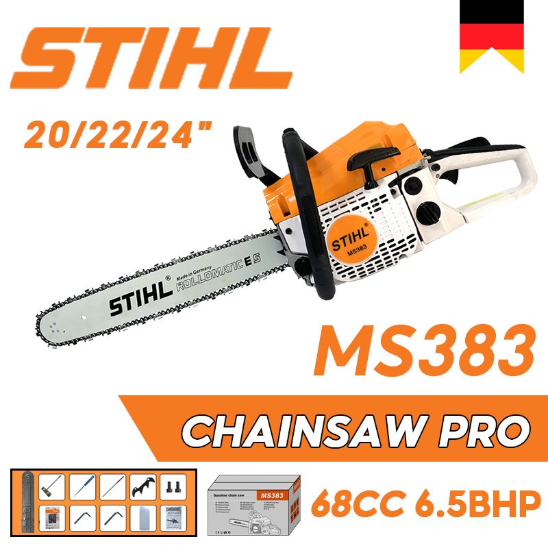 Mesin Gergaji Kayu Chainsaw STIHL MS383 20, 22, 24inch Senso Kecil Bar gigi